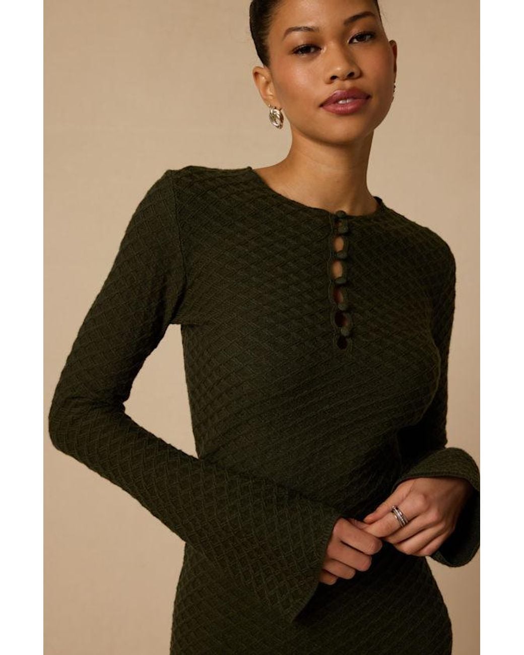 Lulus Black Wesley Dark Button-Front Sweater Dress