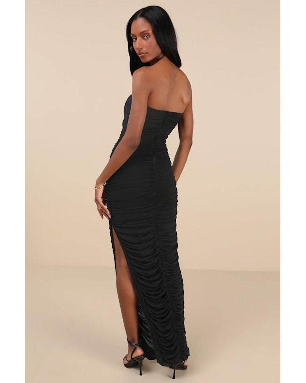 Lulus Natural Illy Mesh Strapless Maxi Dress