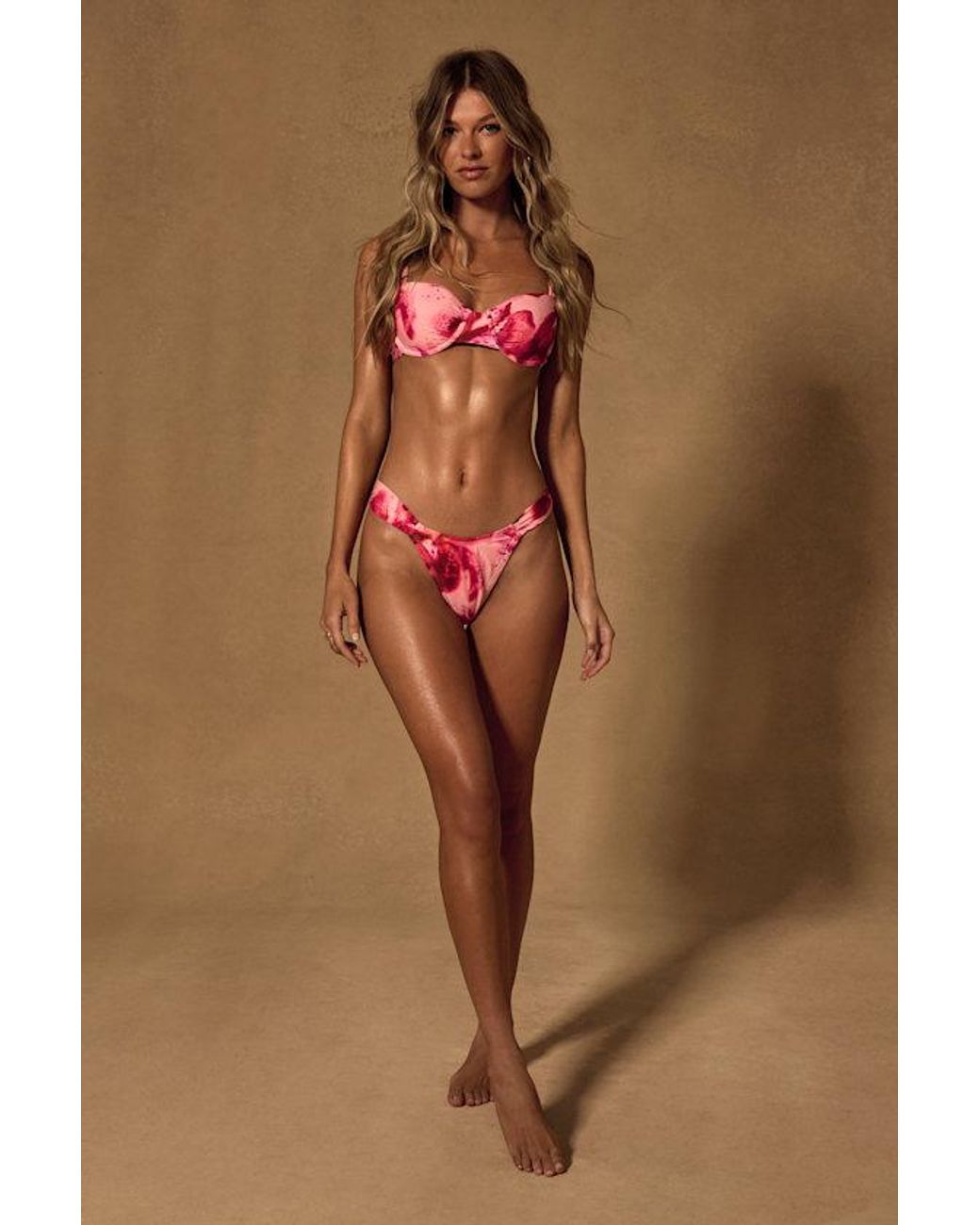 Lulus Red Nella Floral Underwire Bikini Top