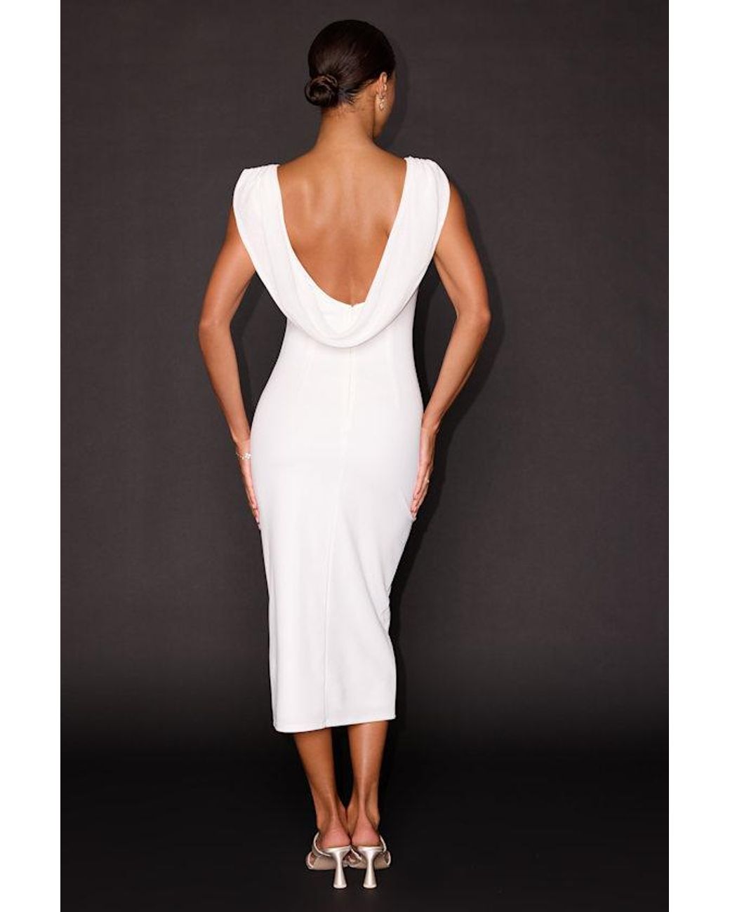 Lulus Black Sullivan Cowl Back Midi Dress