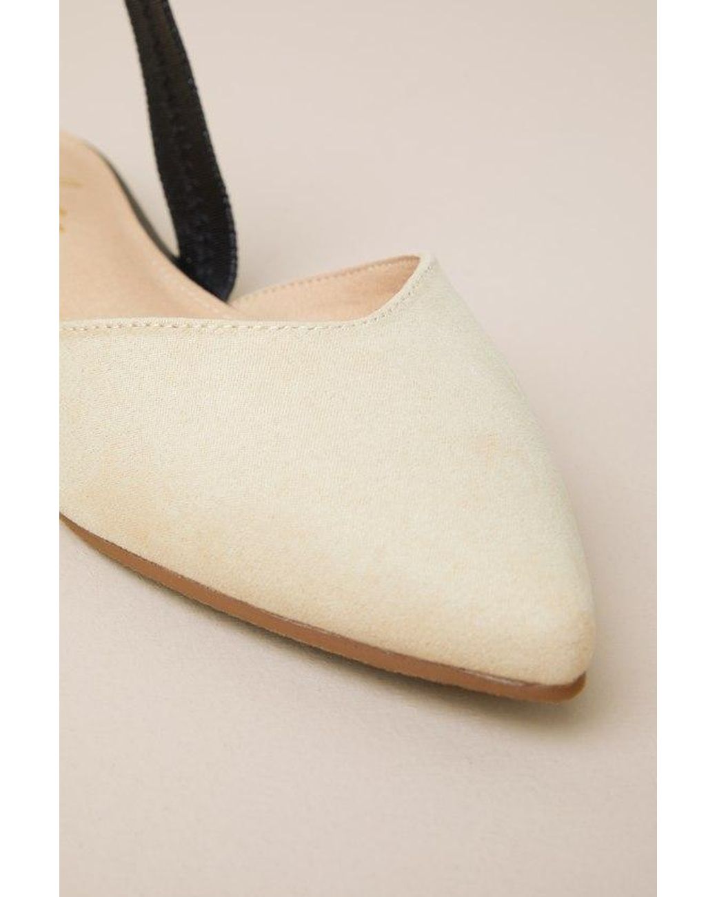 Lulus Natural Mae Suede Pointed-Toe Slingback Flats