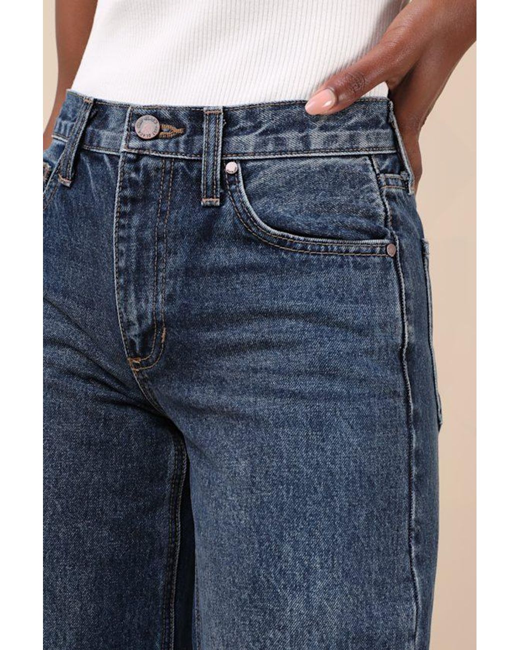 Just Black Blue Everyday Coolness Dark Wash High-Rise Straight-Leg Jeans
