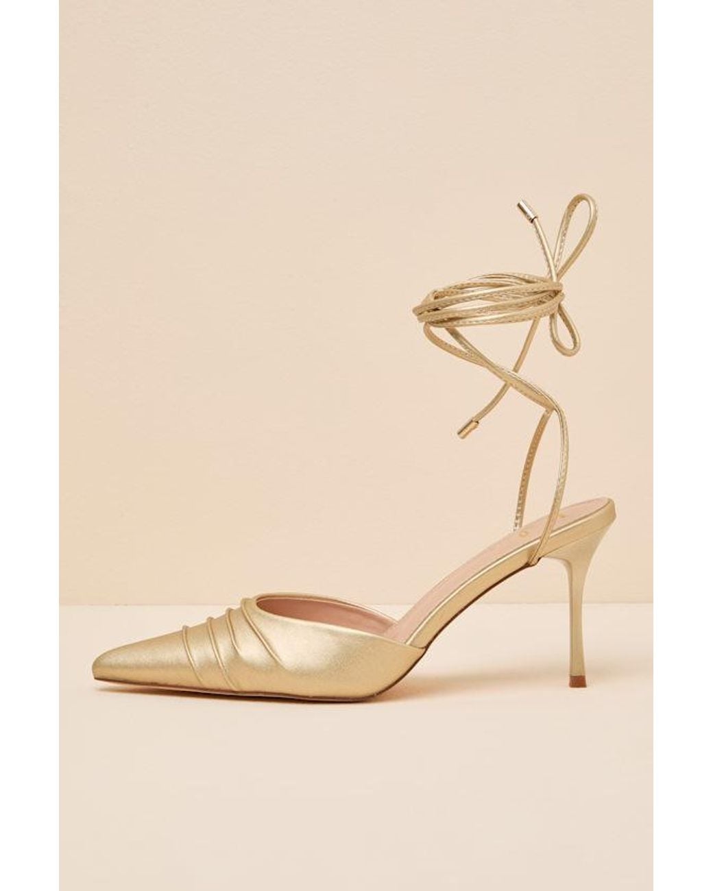 Lulus Natural Blaire Light Champagne Lace-Heels
