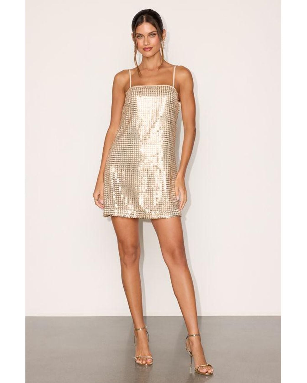 Lulus Natural Alimar Sequin Mini Dress