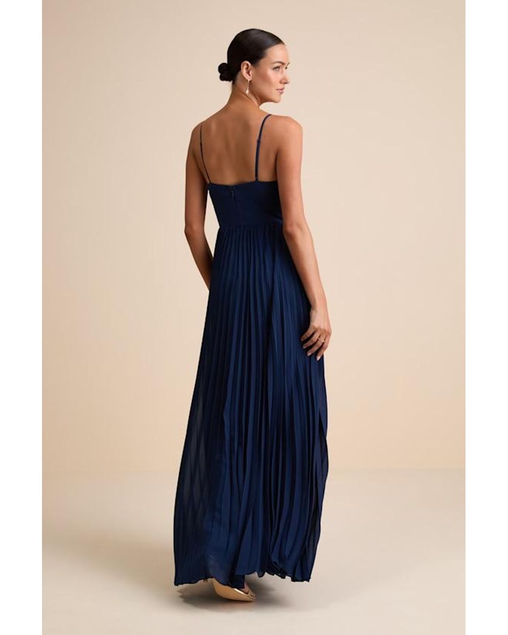 Lulus Blue Admirable Elegance Pleated Bustier Maxi Dress