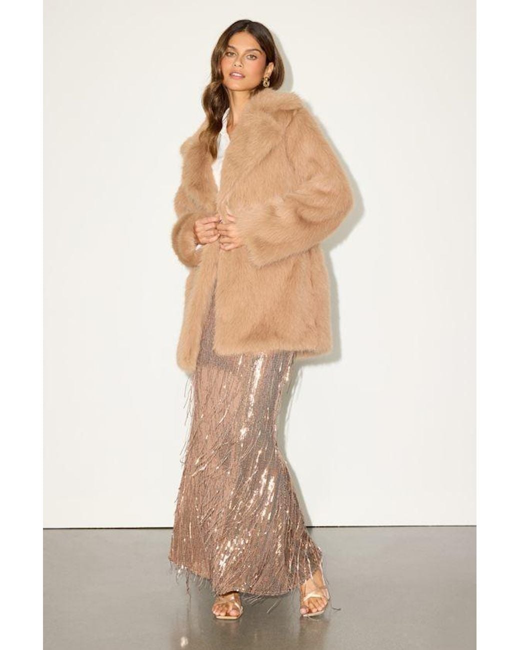 Lulus Brown Endora Faux Fur Longline Coat