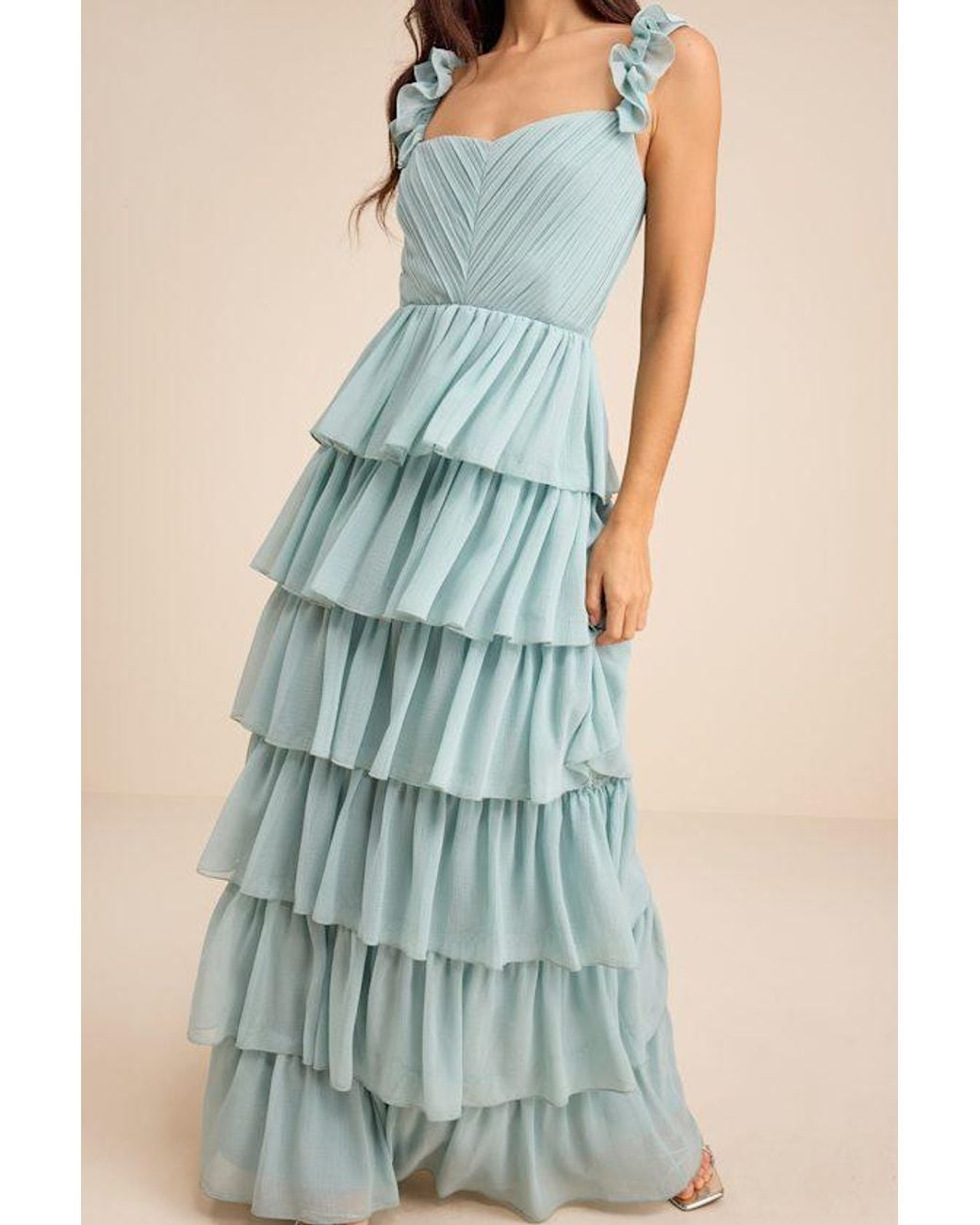 Lulus Blue Alba Ruffled Tiered Maxi Dress