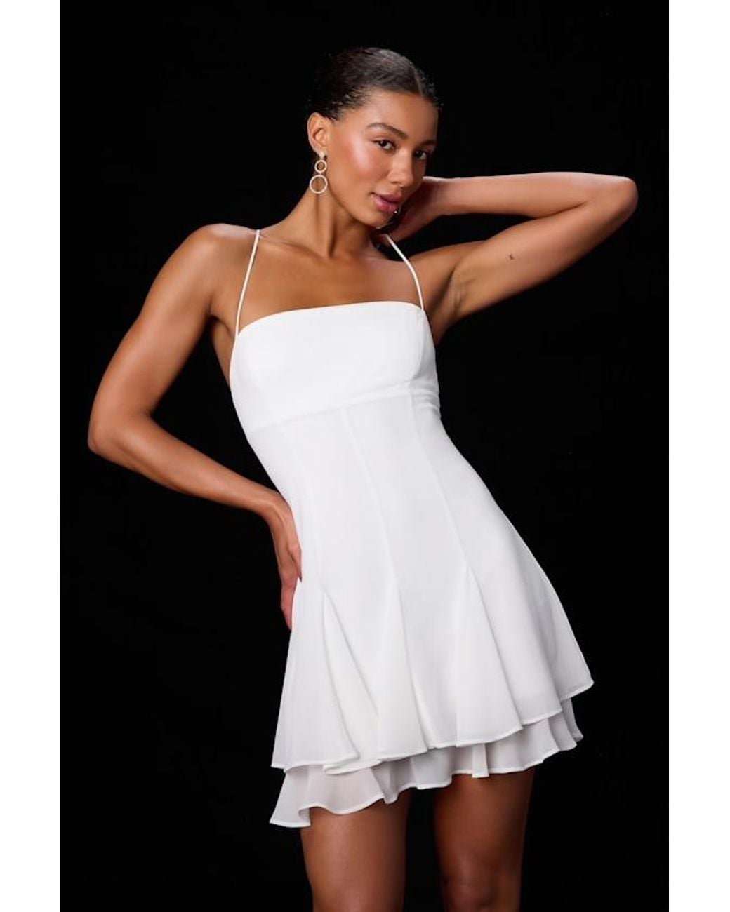 Lulus Natural Perfected Sweetness Pleated Tiered Mini Dress