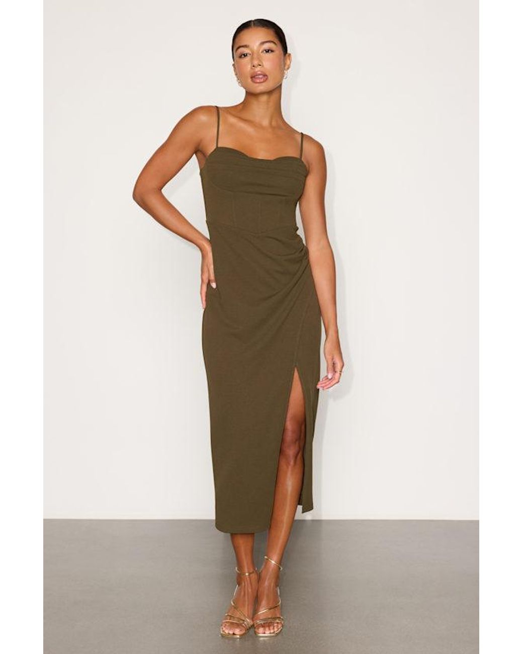 Lulus Green Always Turning Heads Bustier Tulip Midi Dress