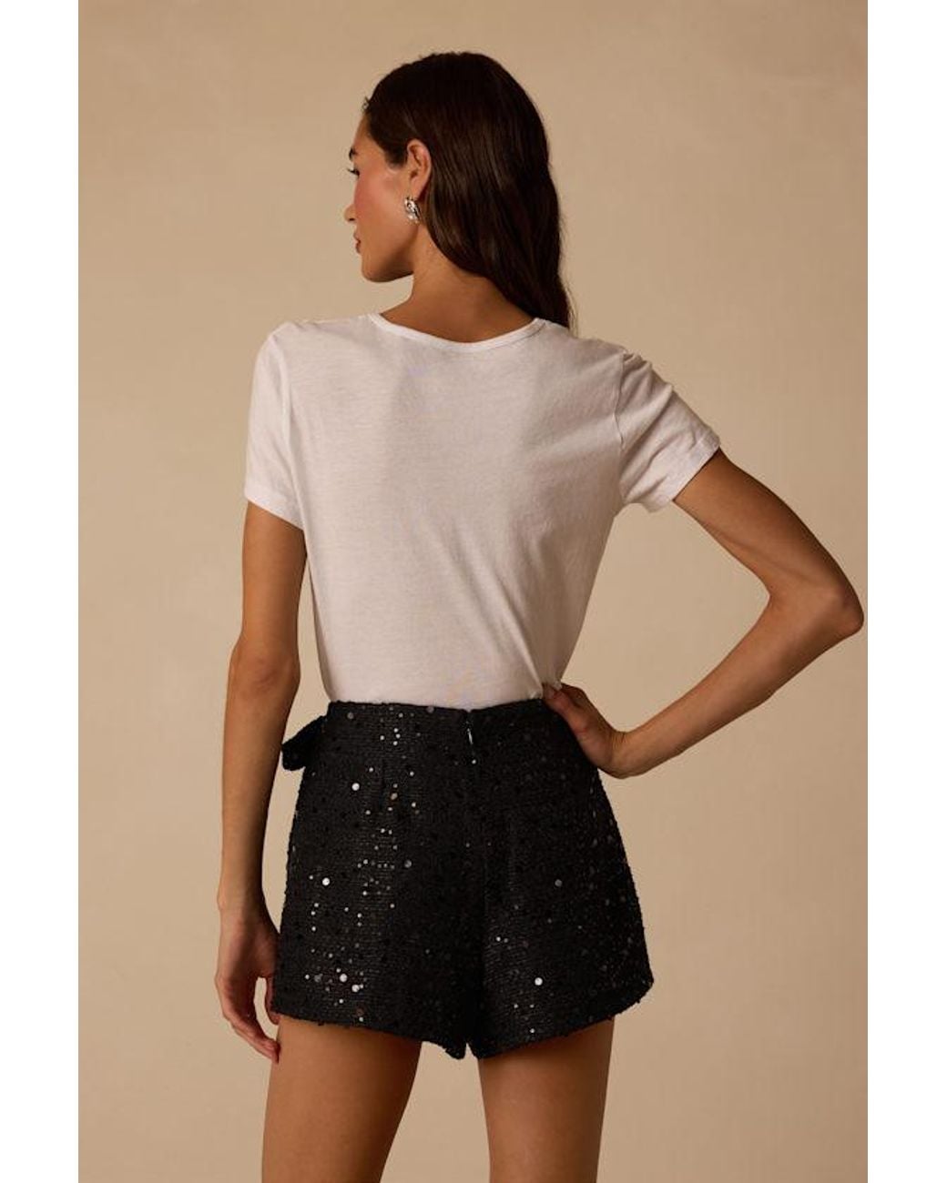 Lulus Black Hamilton Sequin Wrap Skort