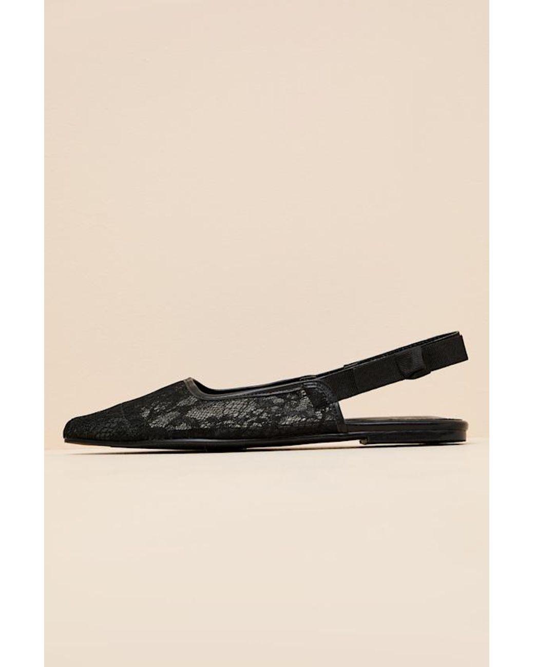 Lulus Natural Brianna Lace Pointed-Toe Slingback Flats