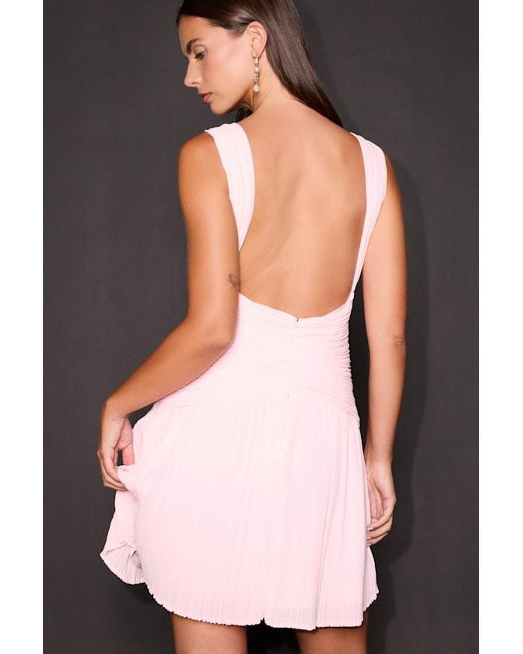 Lulus Pink Rhea Pleated Skater Mini Dress