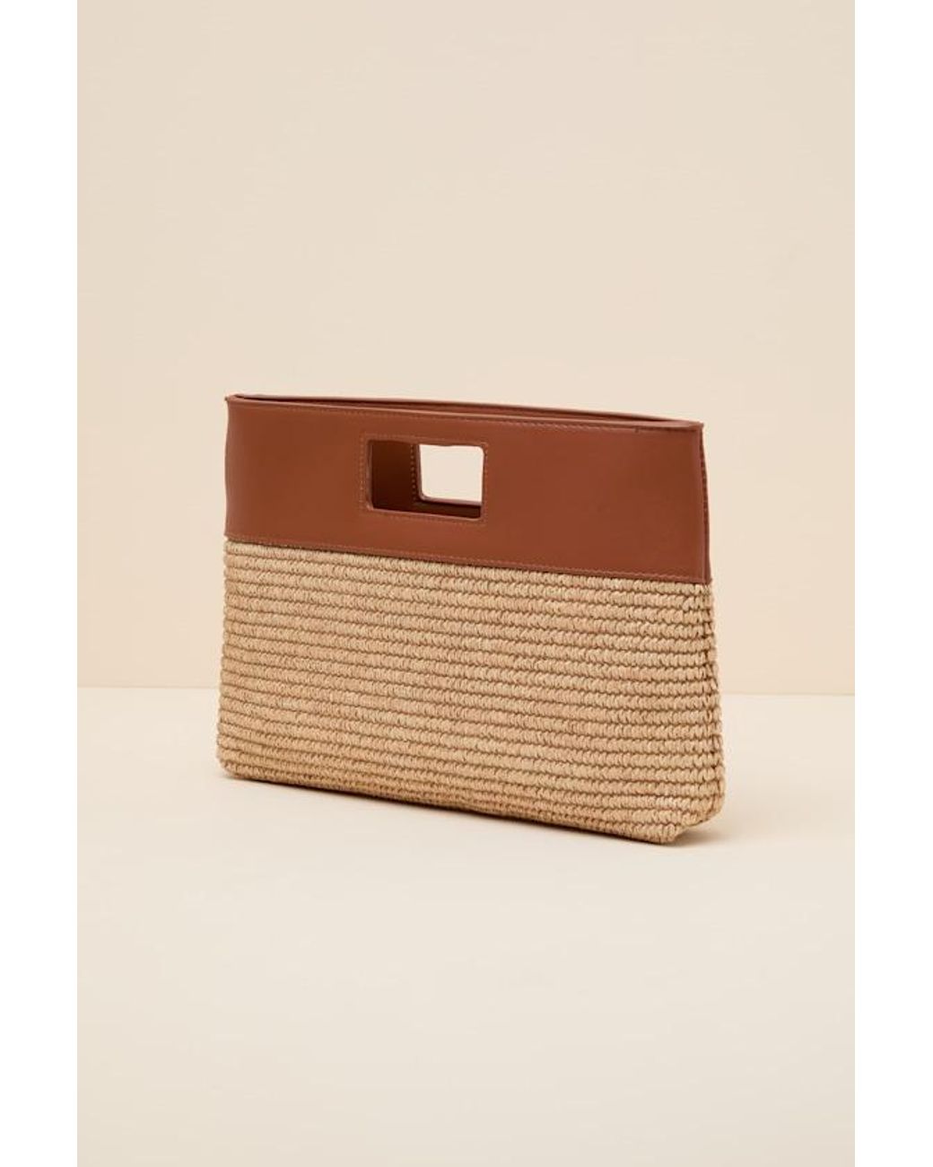 Lulus Natural Mendoza Raffia Crossbody Clutch