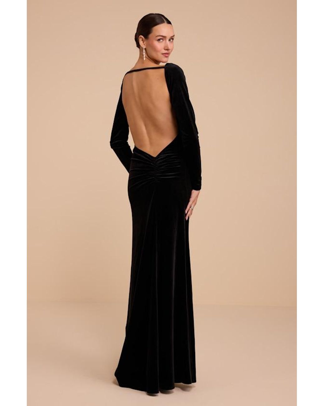 Lulus Black Luna Velvet Long Sleeve Maxi Dress