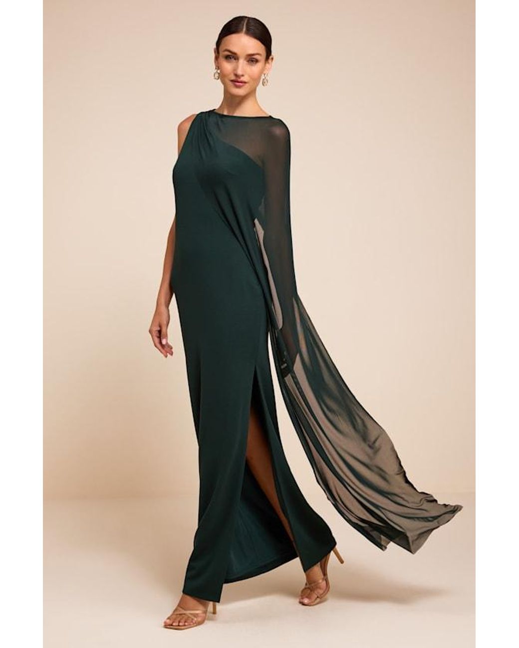 Lulus Multicolor Stassi Asymmetrical Cape Maxi Dress