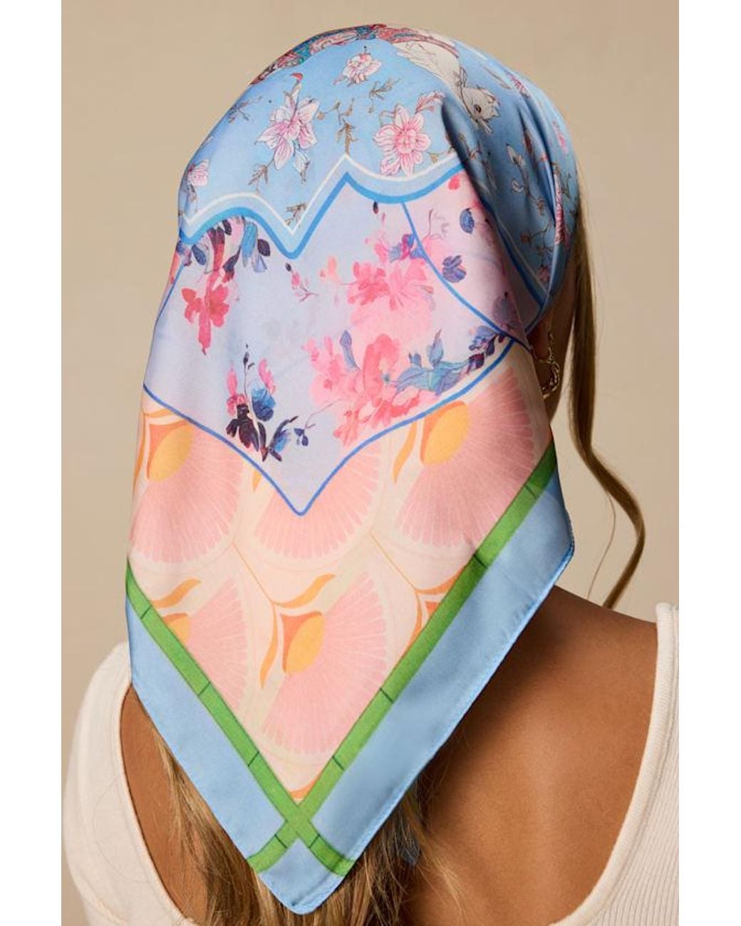 Lulus Blue Fernley Multi Equestrian Print Satin Scarf