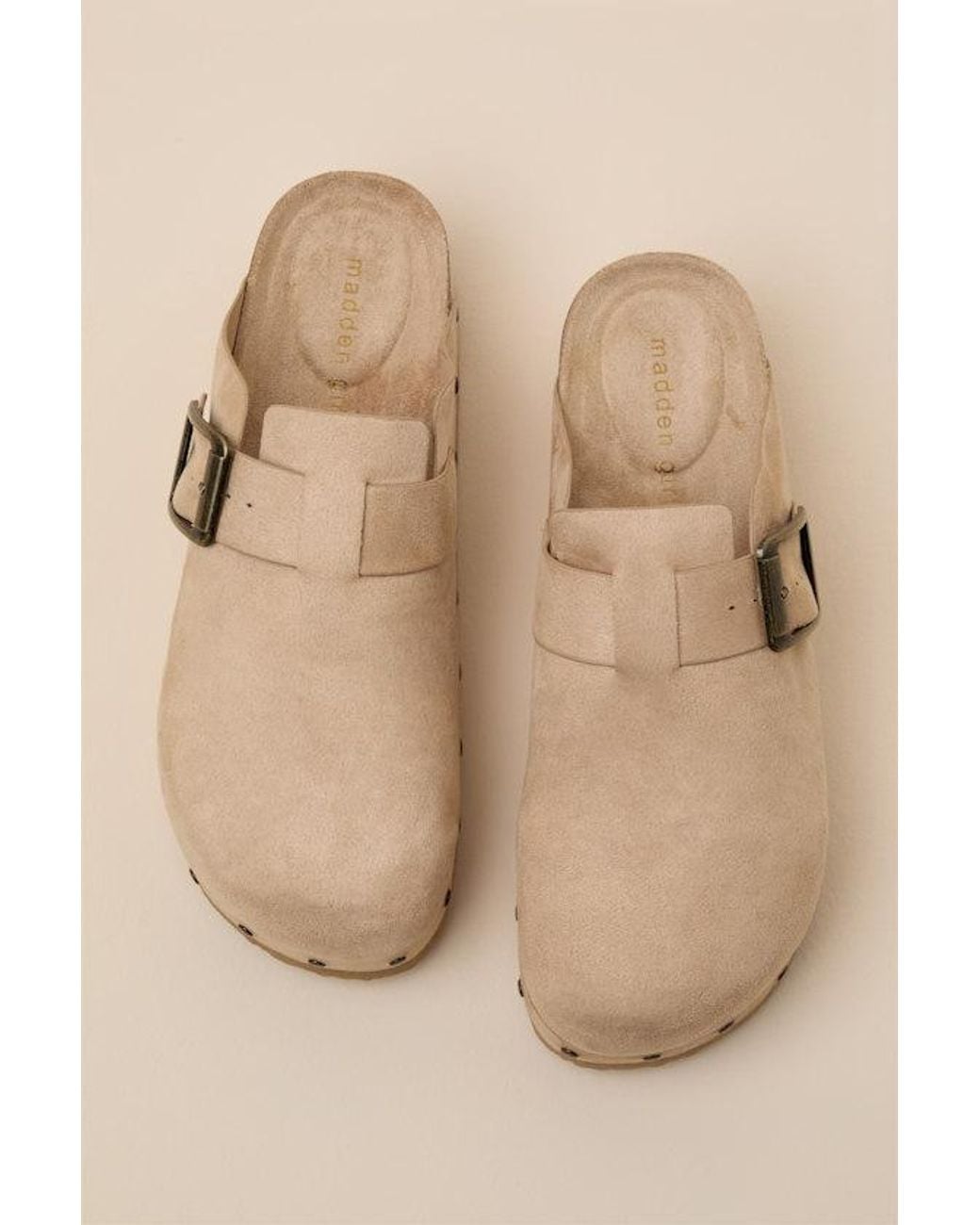 Madden Girl Natural Lunaa Suede Platform Clogs