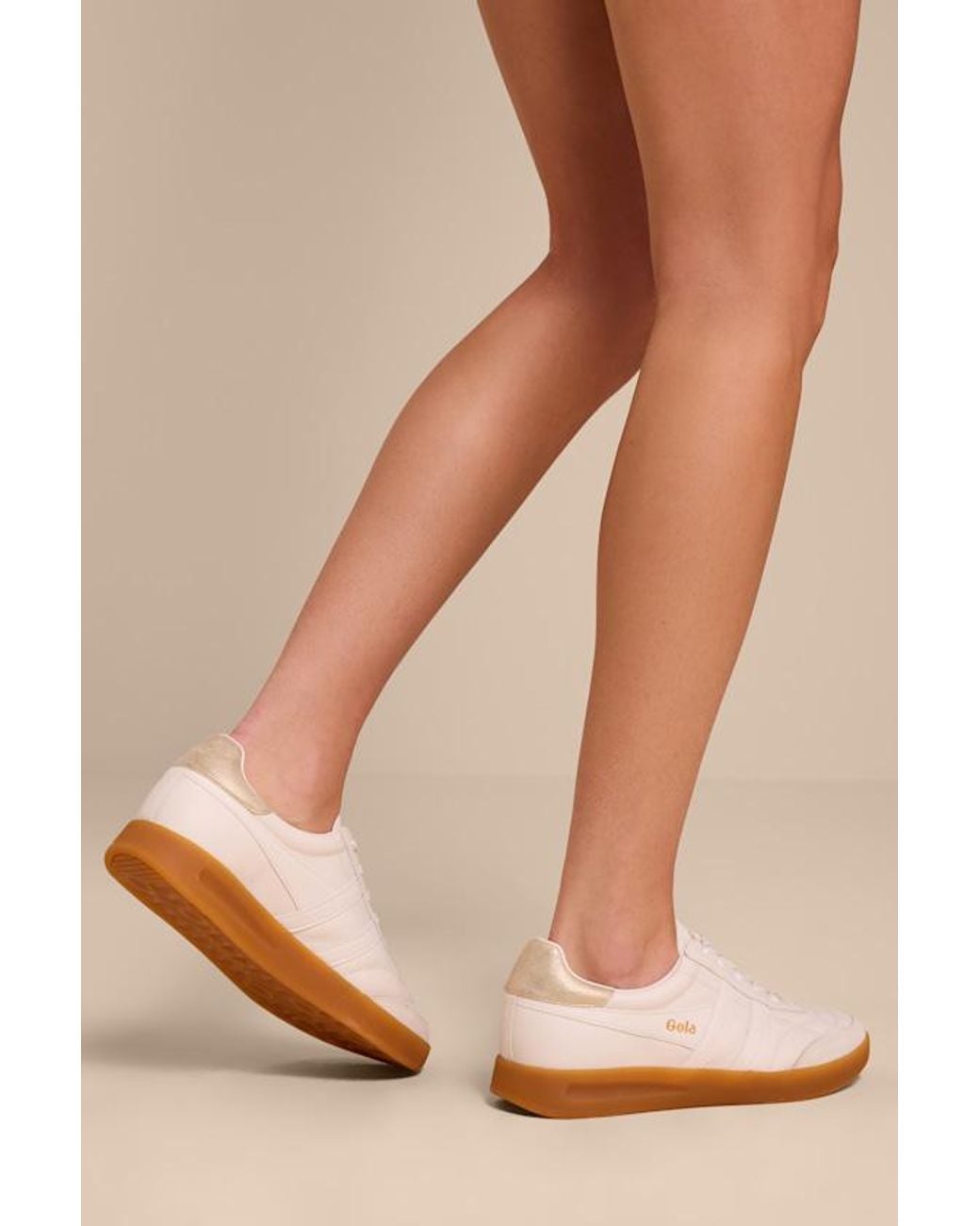 Gola Natural Stadia And Leather Lace-Up Sneakers