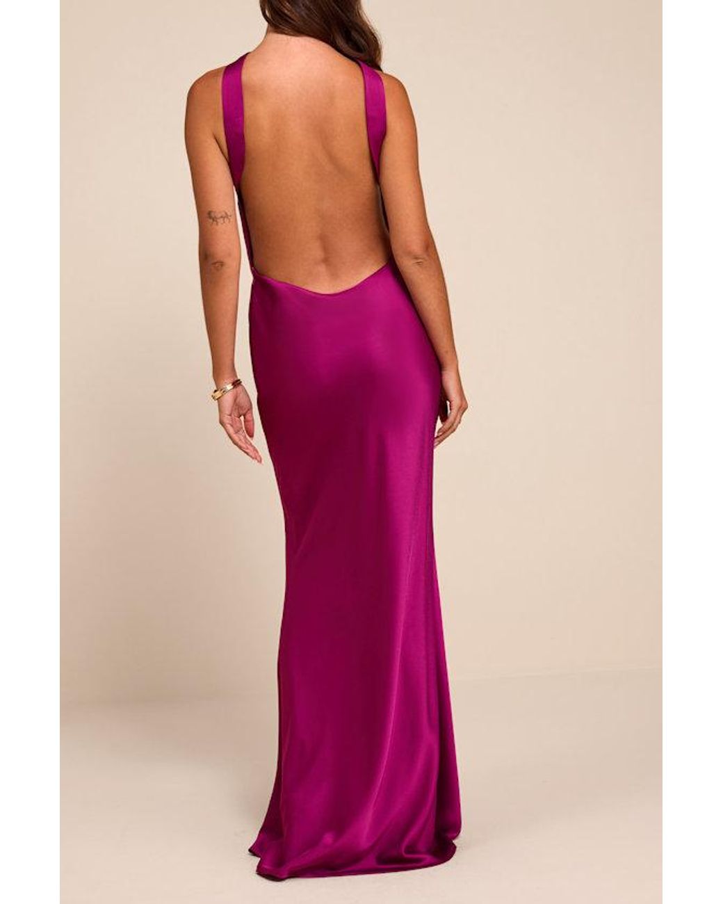 Lulus Pink Sienna Satin Backless Maxi Dress