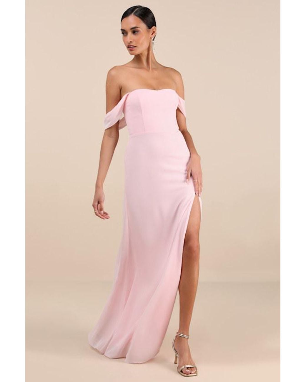 Lulus Pink Magical Magnetism Off-The-Shoulder Maxi Dress