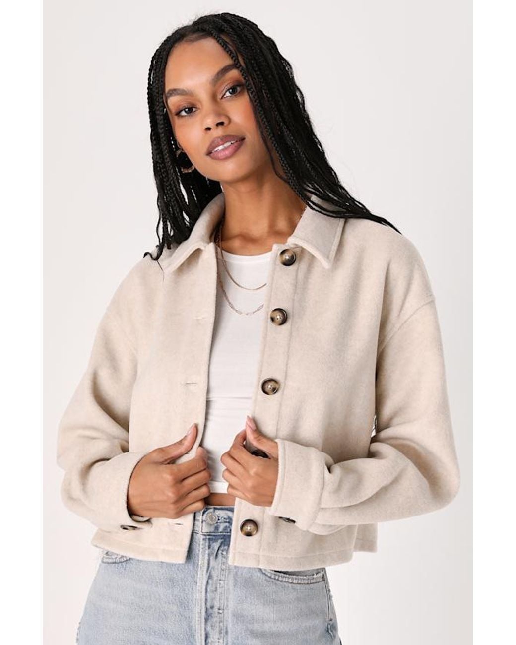 Lulus Natural Comfy Essence Cropped Shacket