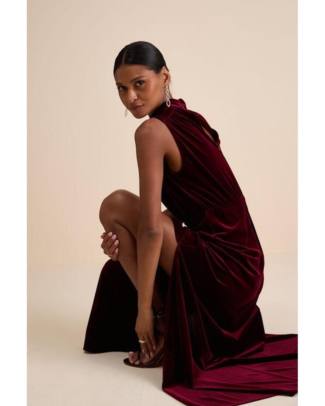 Lulus Black Classic Elegance Velvet Sleeveless Mock Neck Maxi Dress