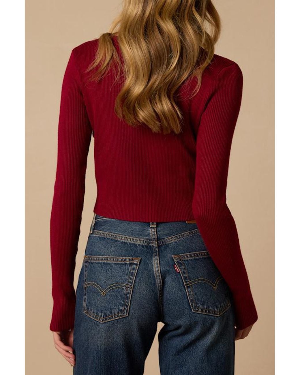 Lulus Red Paxlynn Ribbed Asymmetrical Cardigan Top