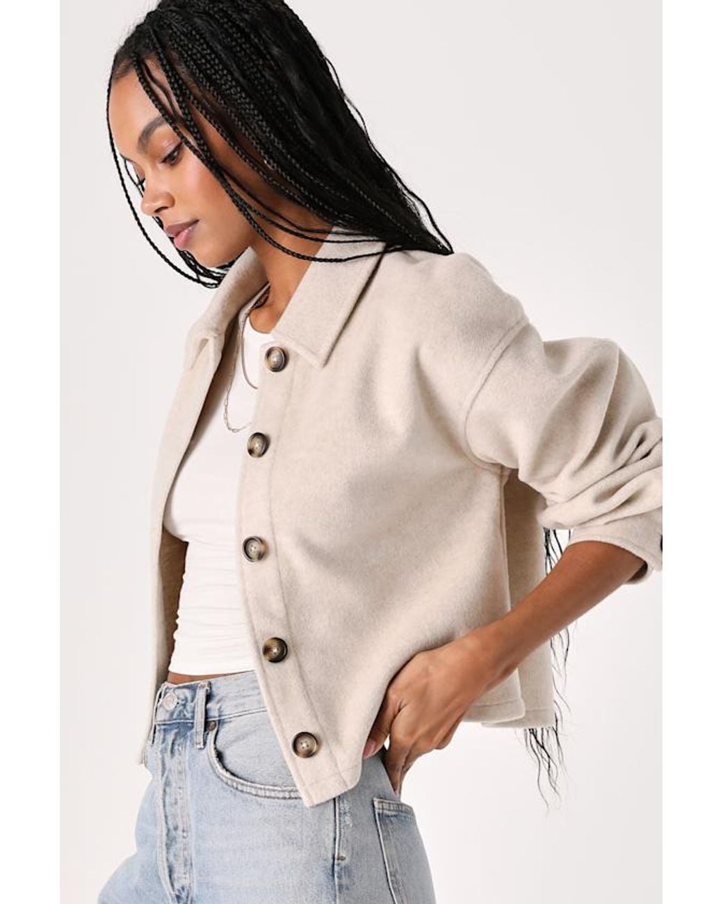 Lulus Natural Comfy Essence Cropped Shacket