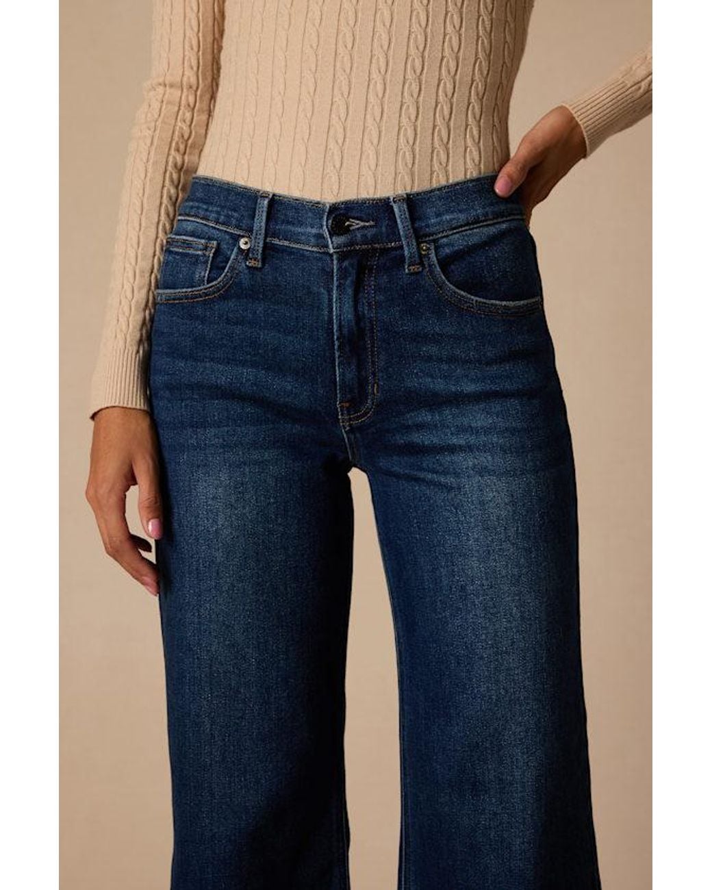 Just Black Blue The Longer Length Dark Wash Wide-Leg Jeans
