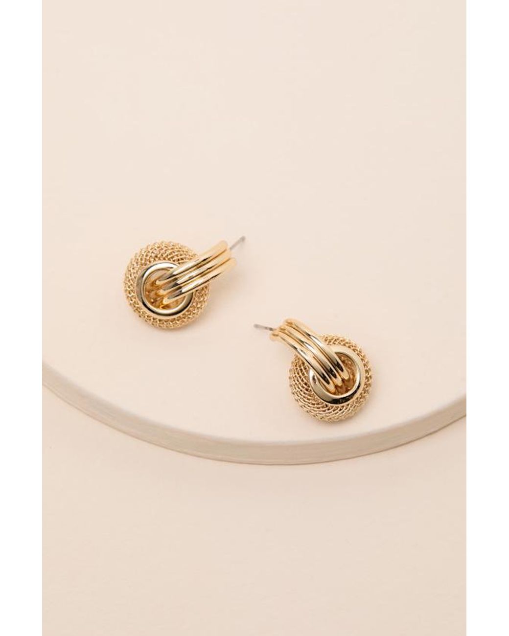 Lulus Brown Razele Textured Doorknocker Earrings