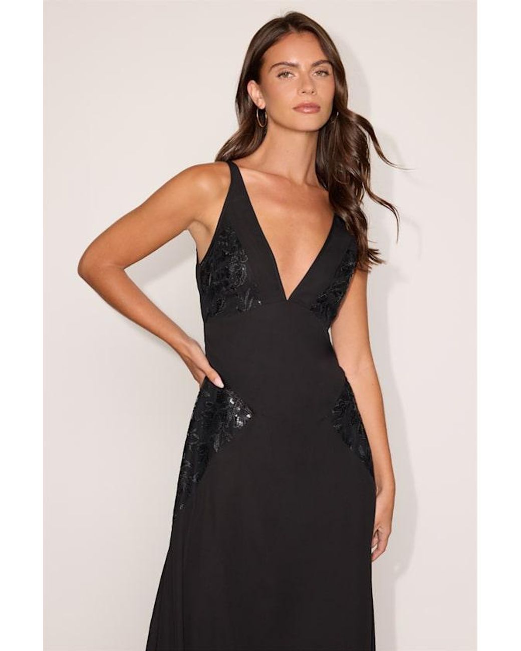 Lulus Black Julissa Embroidered Tie-Back Maxi Dress