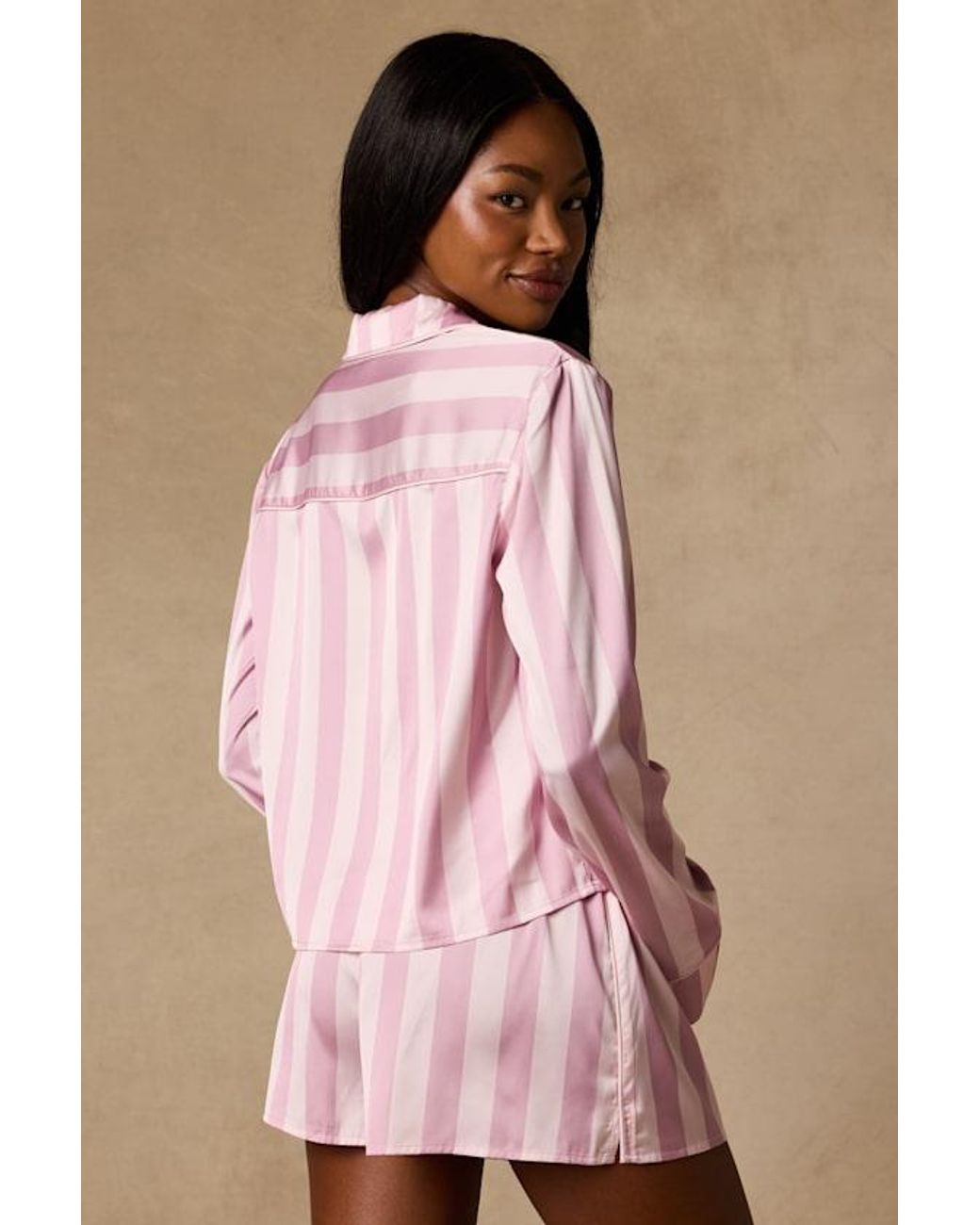 Lulus Pink Patsy Striped Satin Two-Piece Pajama Set