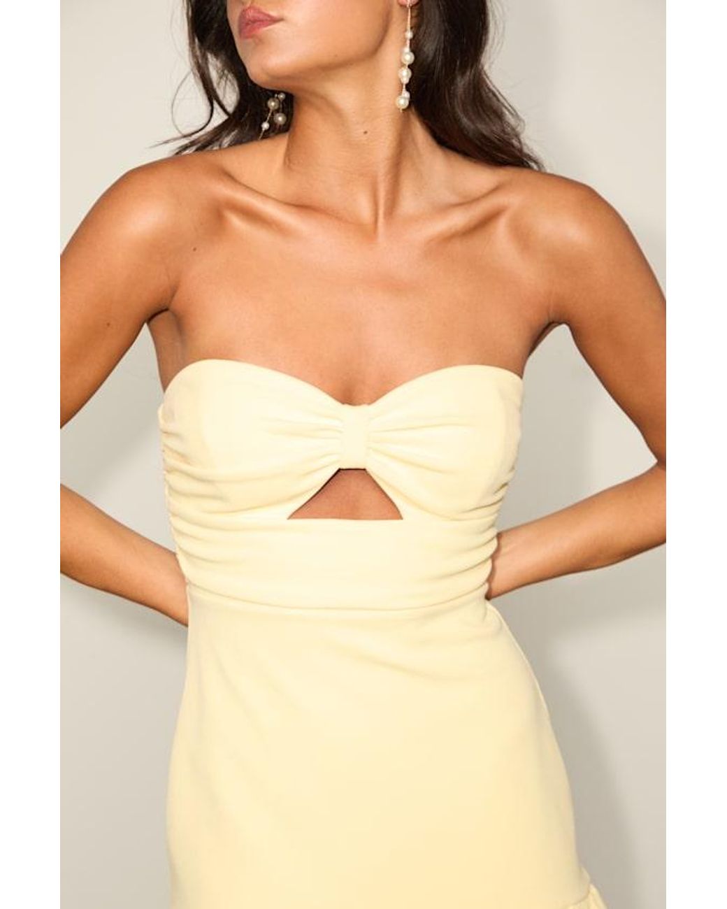 Lulus Natural Briar Strapless Cutout Mini Dress