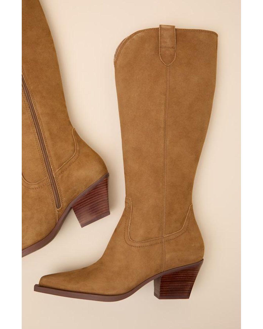 Dolce Vita Natural Ratana Camel Suede Leather Knee-High Boots
