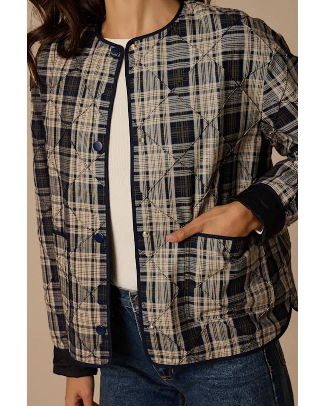 Lulus Black Norma And Plaid Quilted Jacket