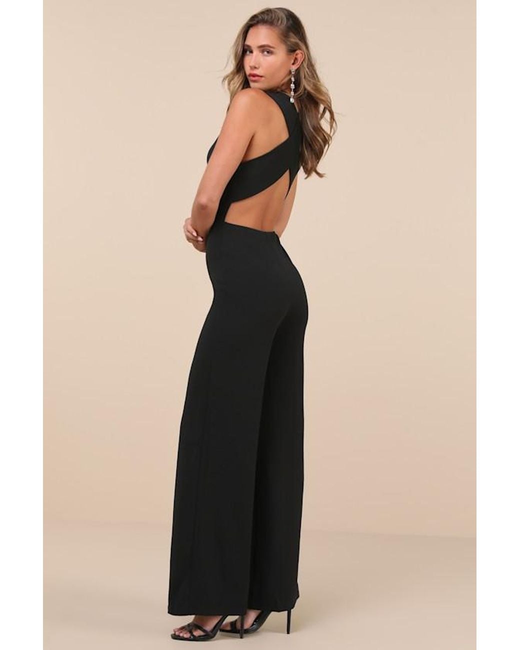 Lulus Black Thinking Out Loud Backless Jumpsuit