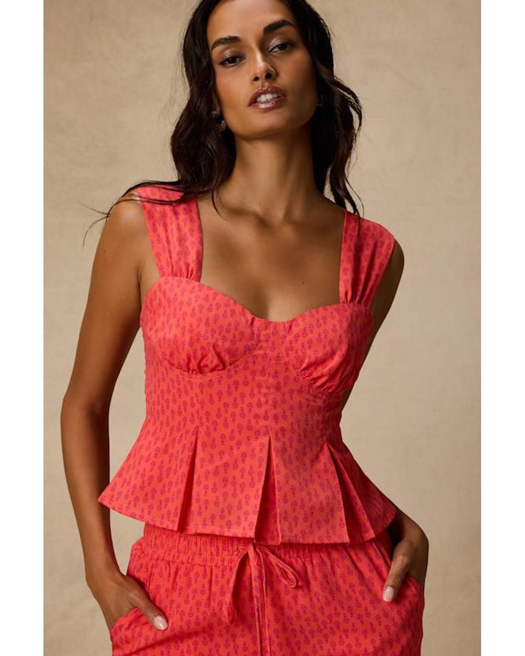 Lulus Red Marion Floral Peplum Top