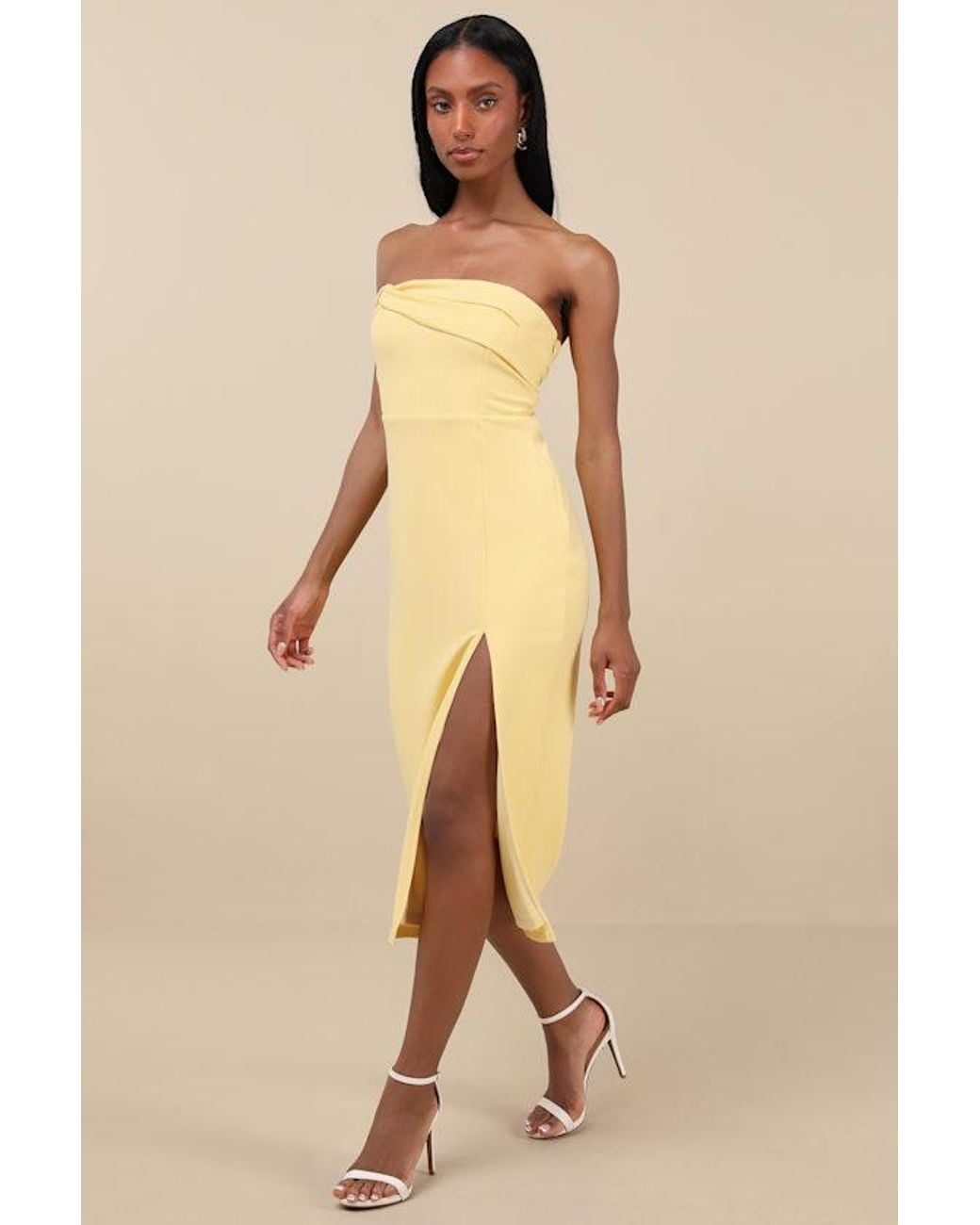 Lulus Natural Twist And Make Up One-Shoulder Bodycon Midi Dress