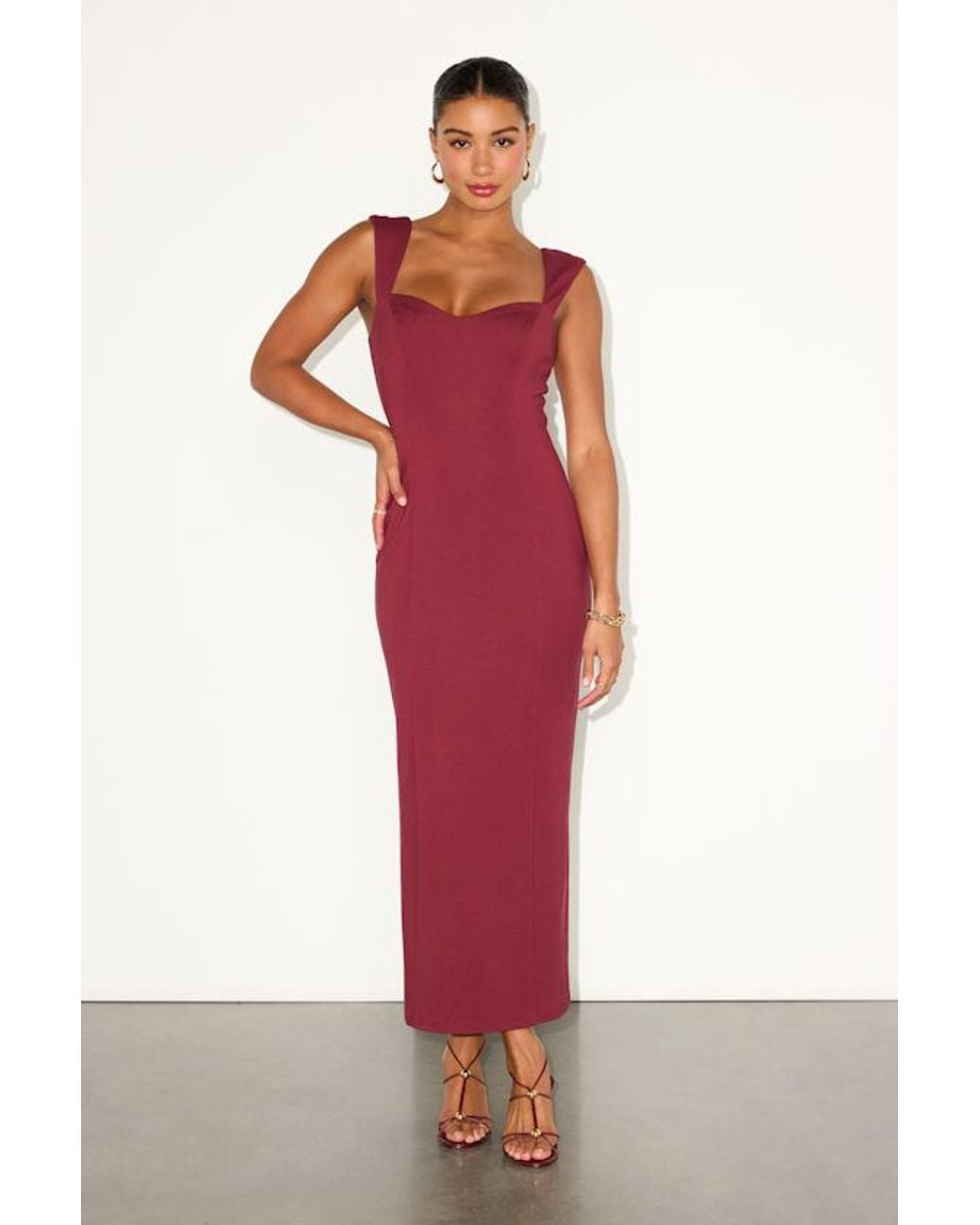 Lulus Red Samai Cap Sleeve Bodycon Midi Dress