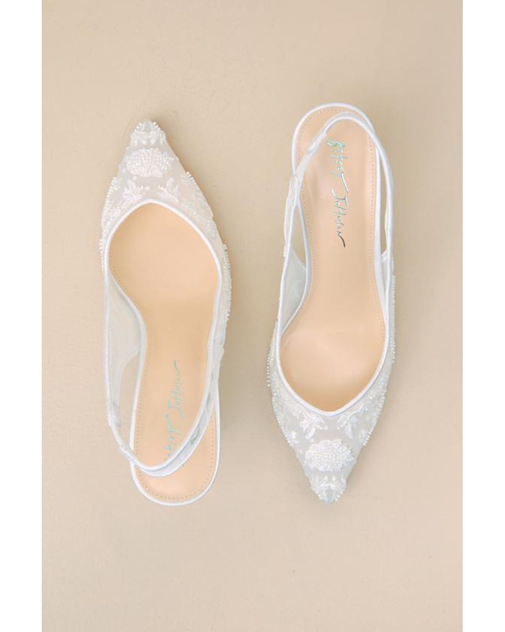 Betsey Johnson Natural Nikki Beaded Embroidered Slingback Pumps