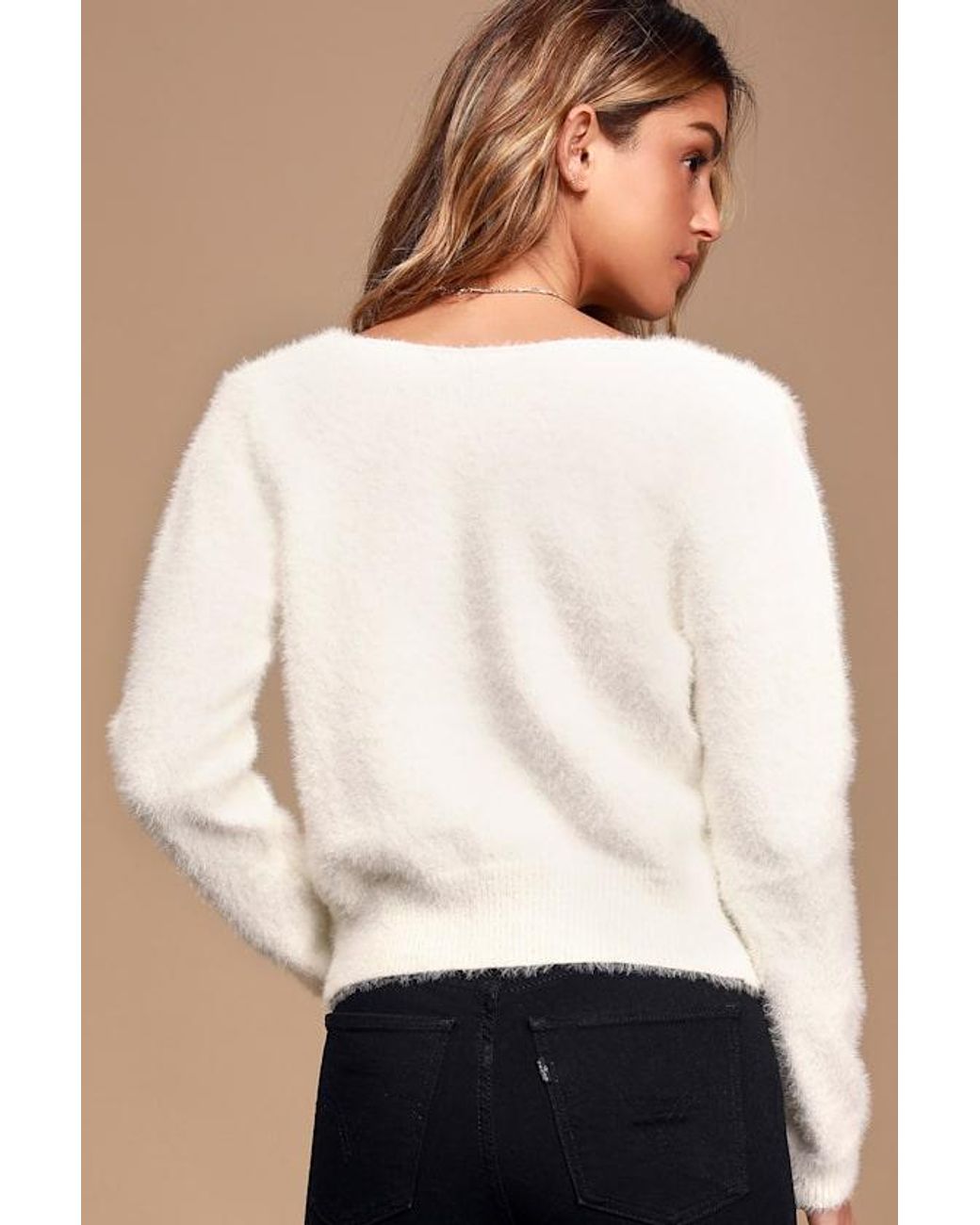 Lulus Natural Care For You Eyelash Knit Cowl Neck Reversible Sweater