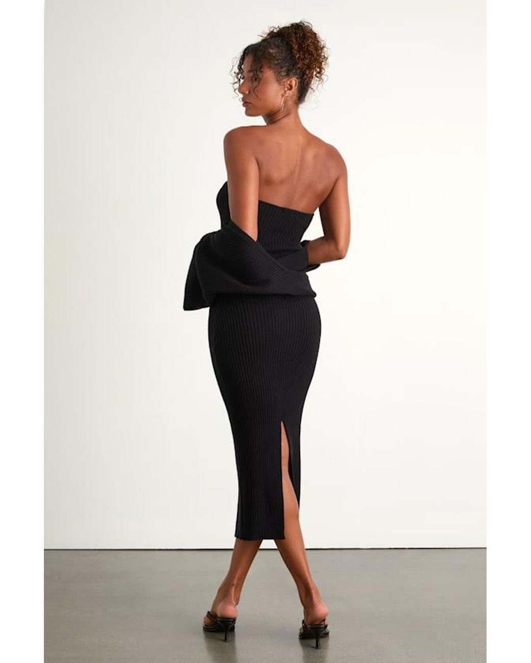 Lulus Black Autumn Aura Ribbed Two-Piece Sweater Dress
