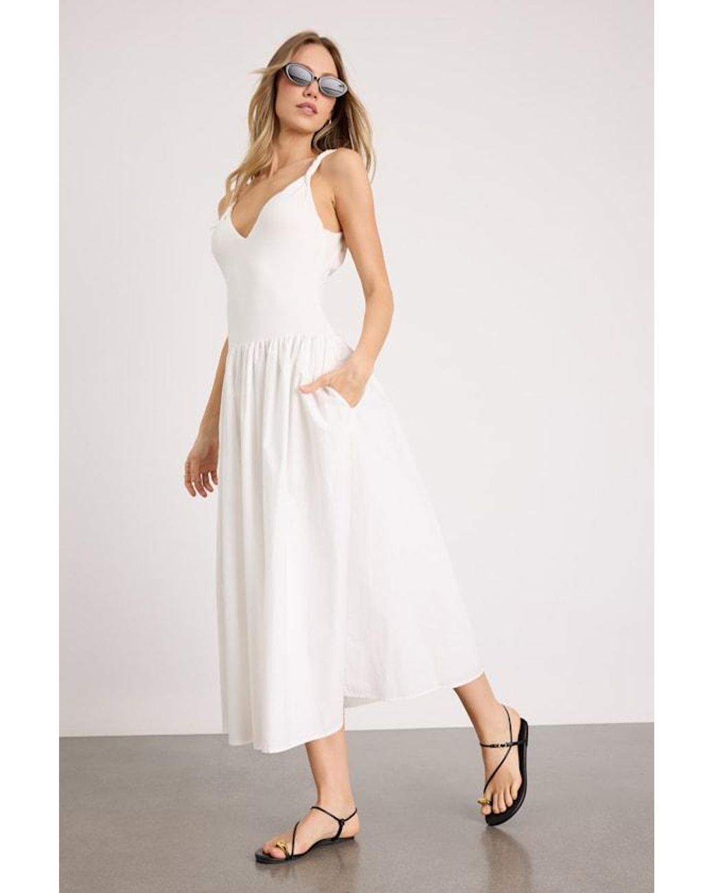 Lulus Natural Tyler Twisted Strap Midi Dress