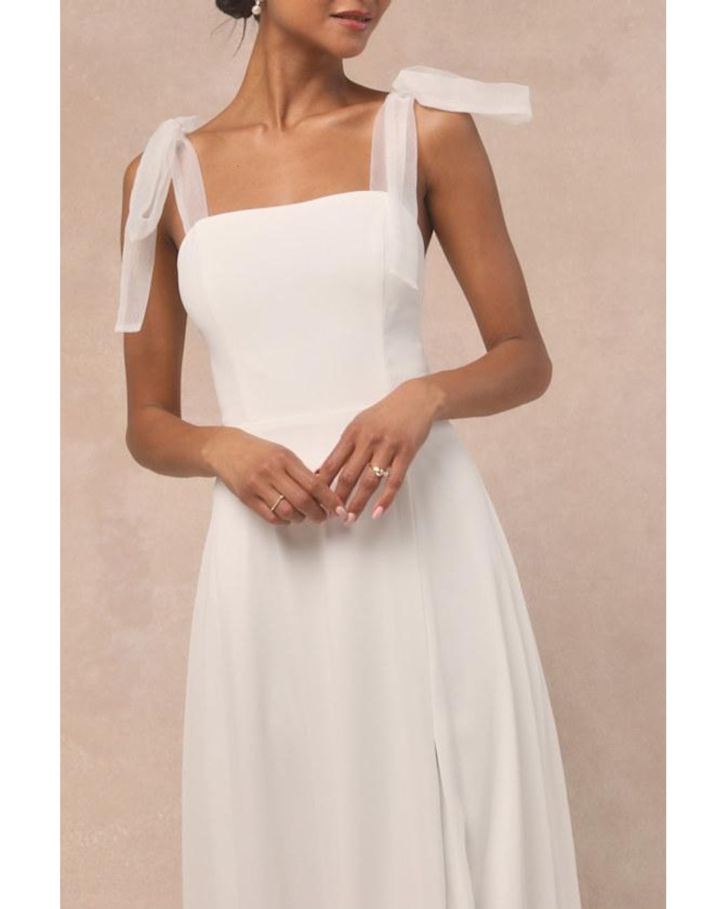 Lulus Radiant Romance Tie-Strap Maxi Dress in Natural | Lyst UK