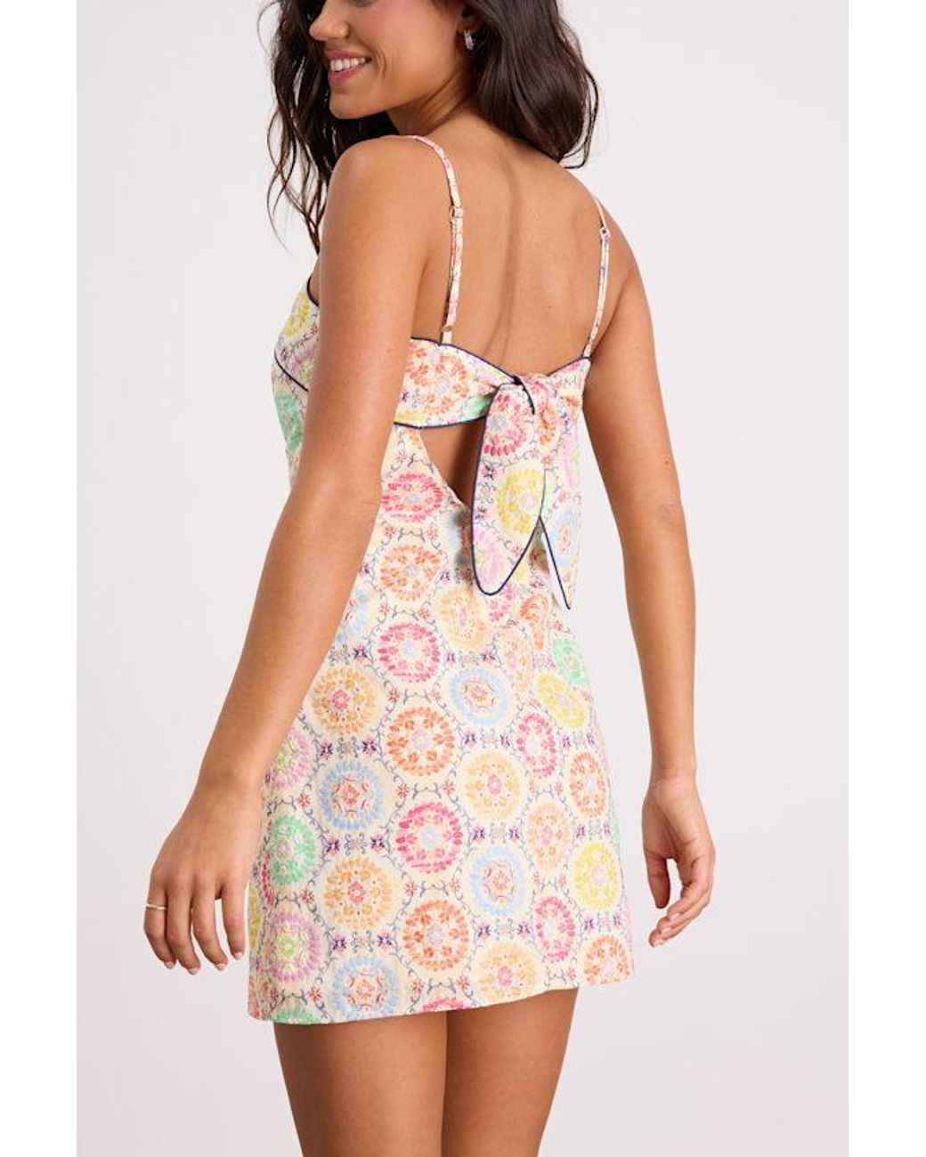 Lulus Pink Canella Embroidered Tie-Back Mini Dress