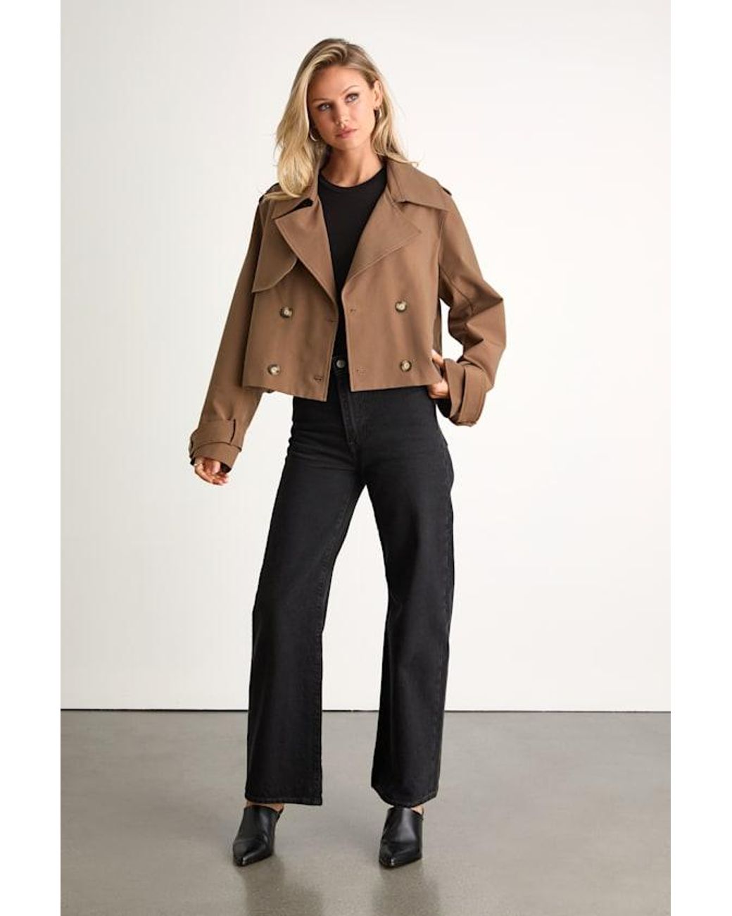 Lulus Natural Donley Double-Breasted Cropped Trench Coat
