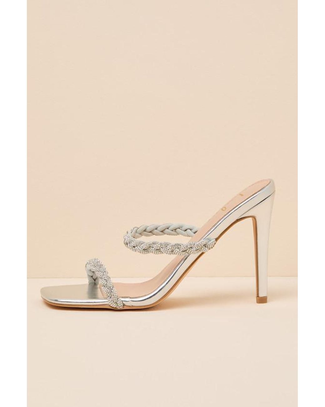 Lulus Natural Micki Rhinestone High Heel Sandals