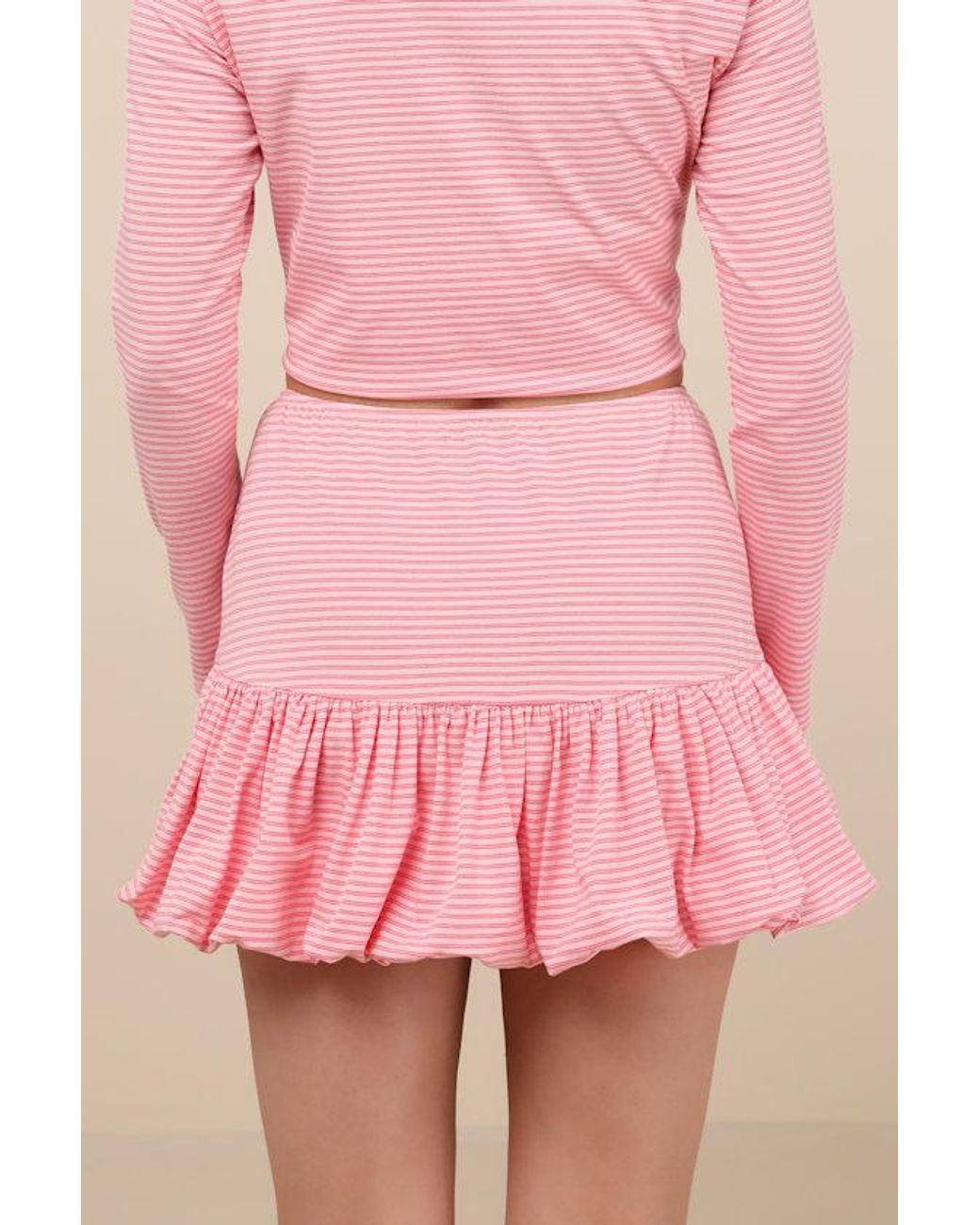 Tyler McGillivary Pink Polly Striped Mini Bubble Skirt
