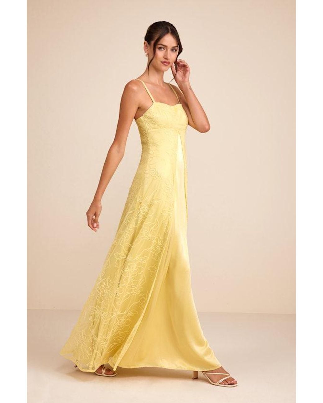 Lulus Yellow Mitzie Embroidered Maxi Dress