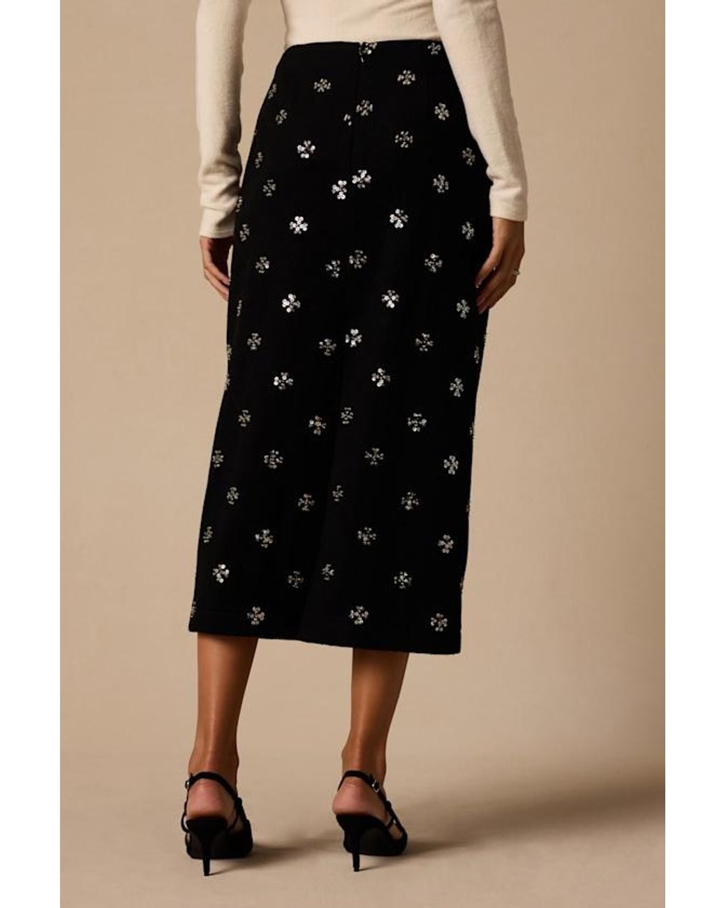 Lulus Natural Celestial Sequin Midi Skirt